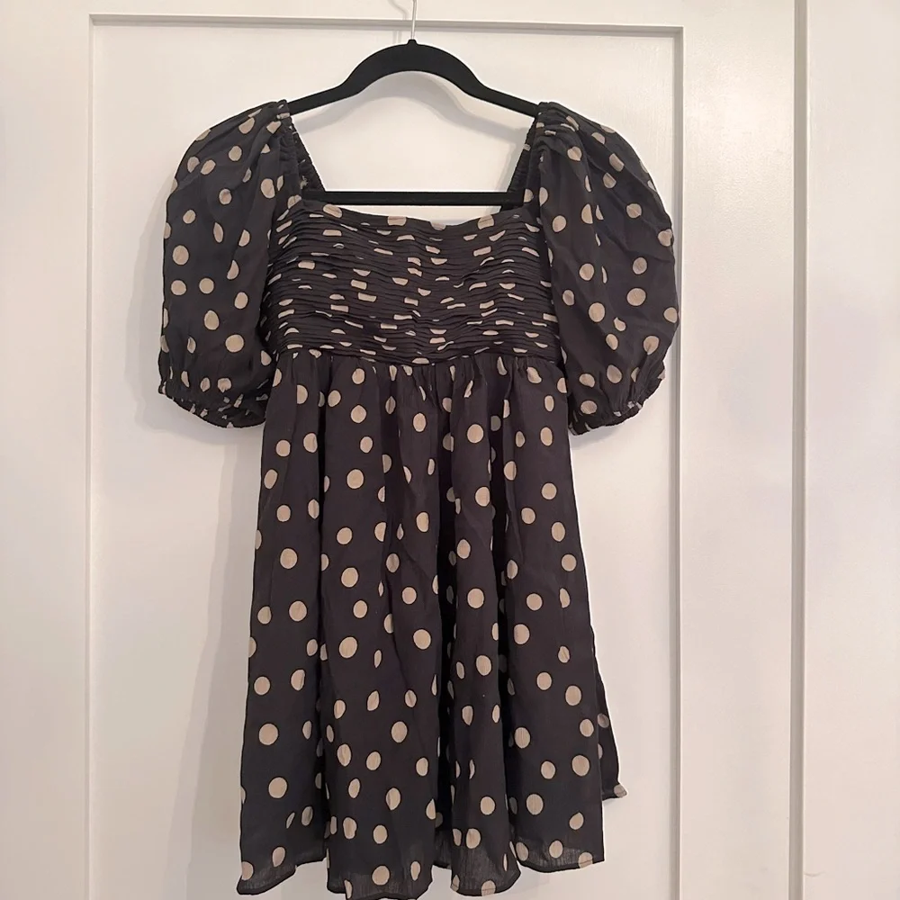 NWT Abercrombie Emerson Polka Dot Puff Sleeve Mini Dress XSMALL Petite